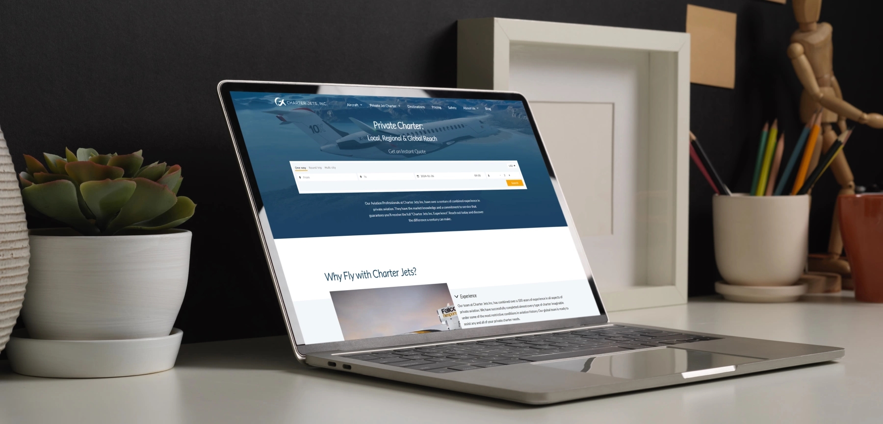 charter jet laptop
