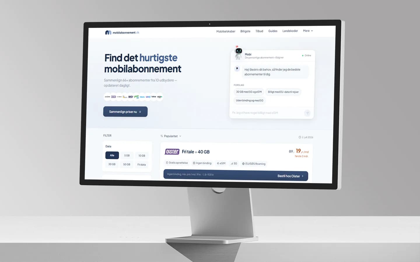 Telecom Comparison Website Design: Mobilabonnement.dk | Mettevo