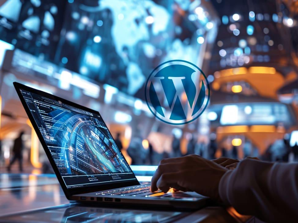 laptop with wordpress icon
