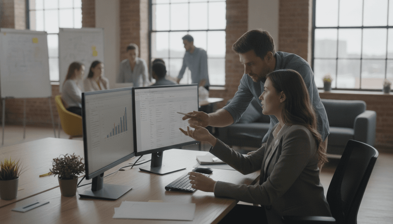 Marketing team analyzing SEO data in a modern office — seo specialist skills